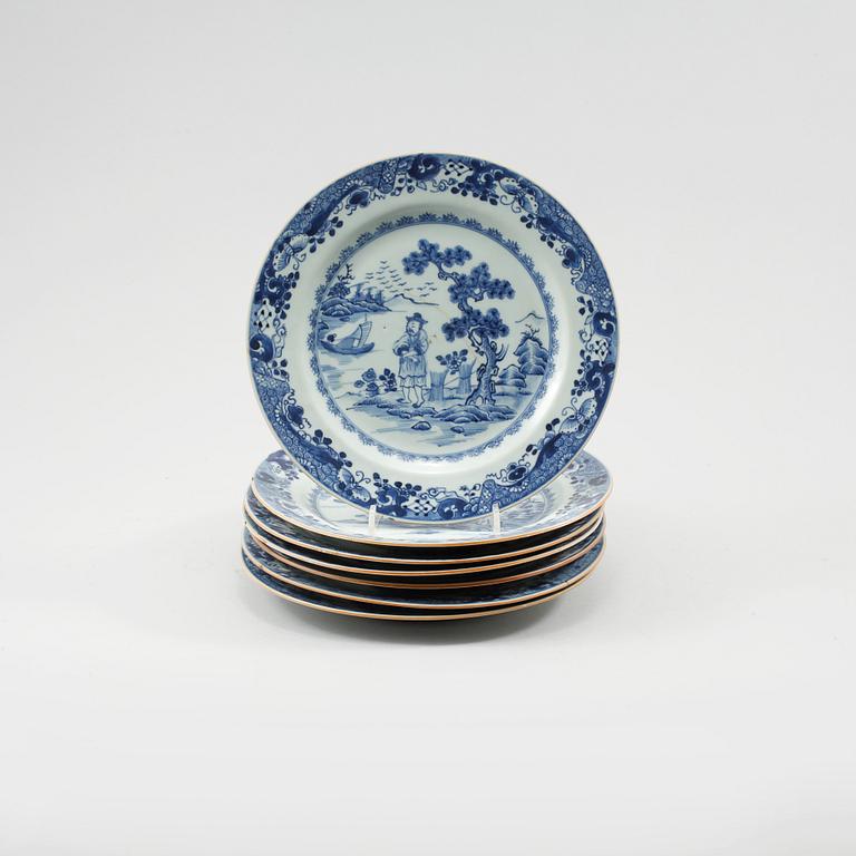 TALLRIKAR, 7 st, porslin, Kina, 1700-tal.