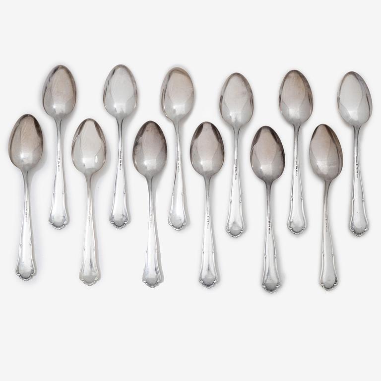 Twelve silver table spoons, model Saga, Skandia, 1946.