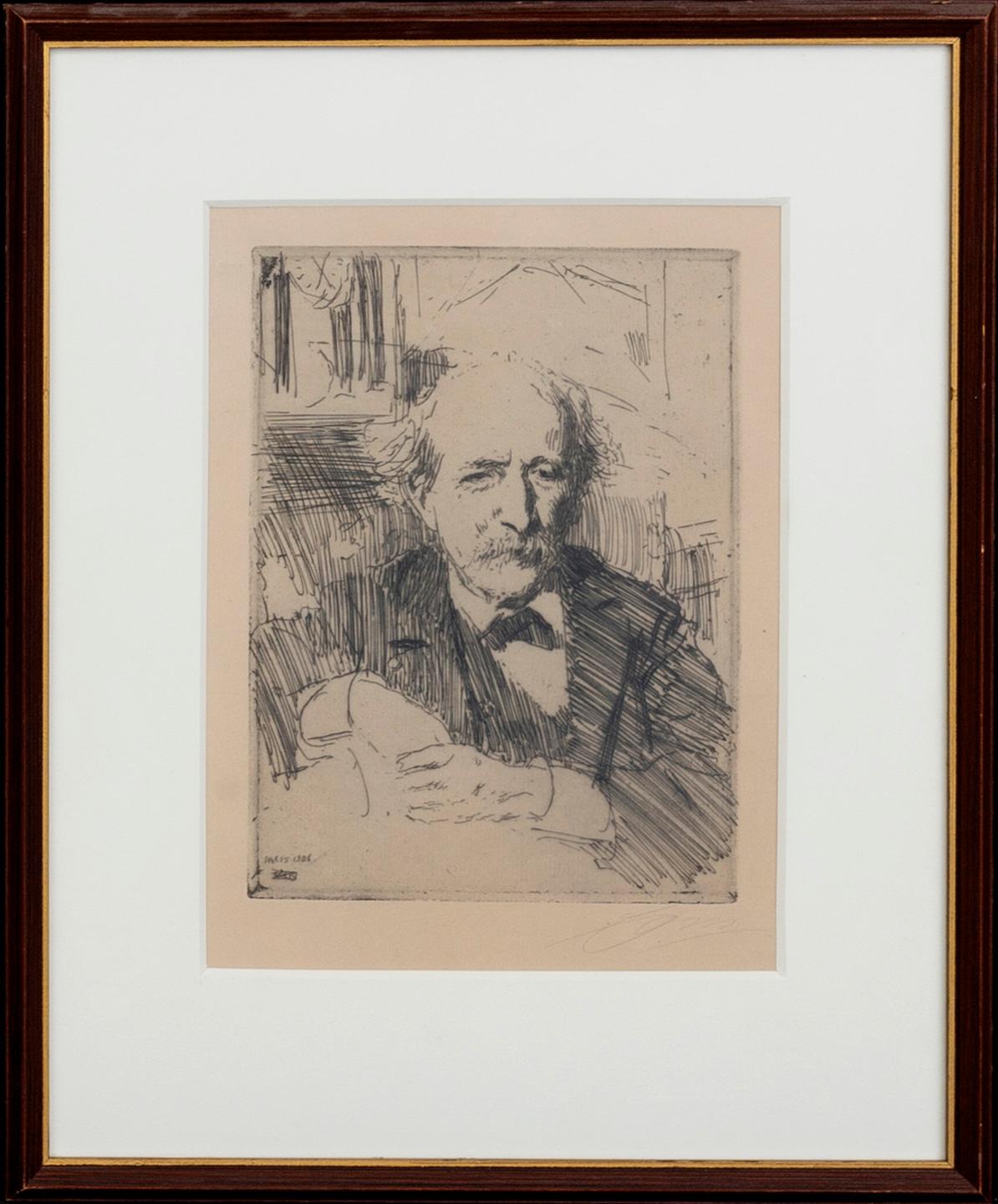 Anders Zorn, etsning, 1906, signerad.