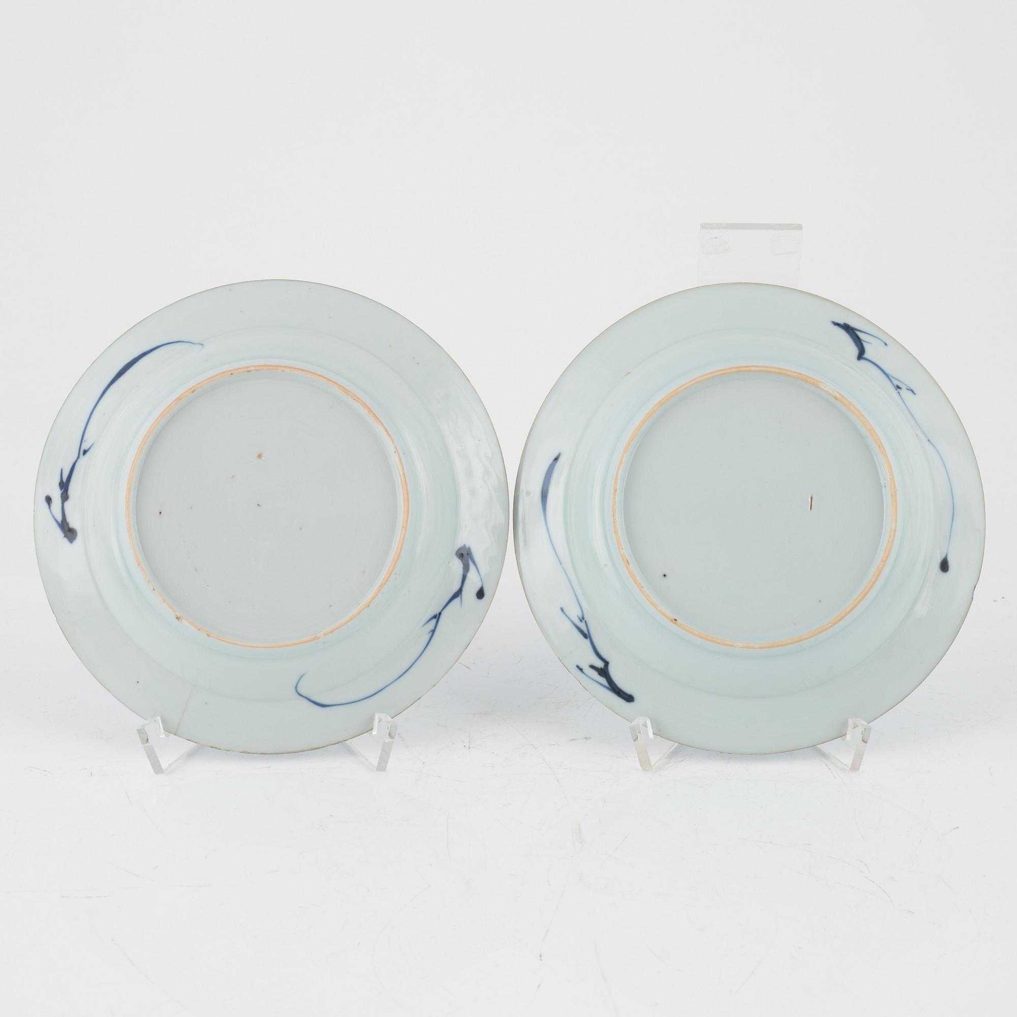 A set of eight blue and white dishes, Qing dynasty, 18th Century.