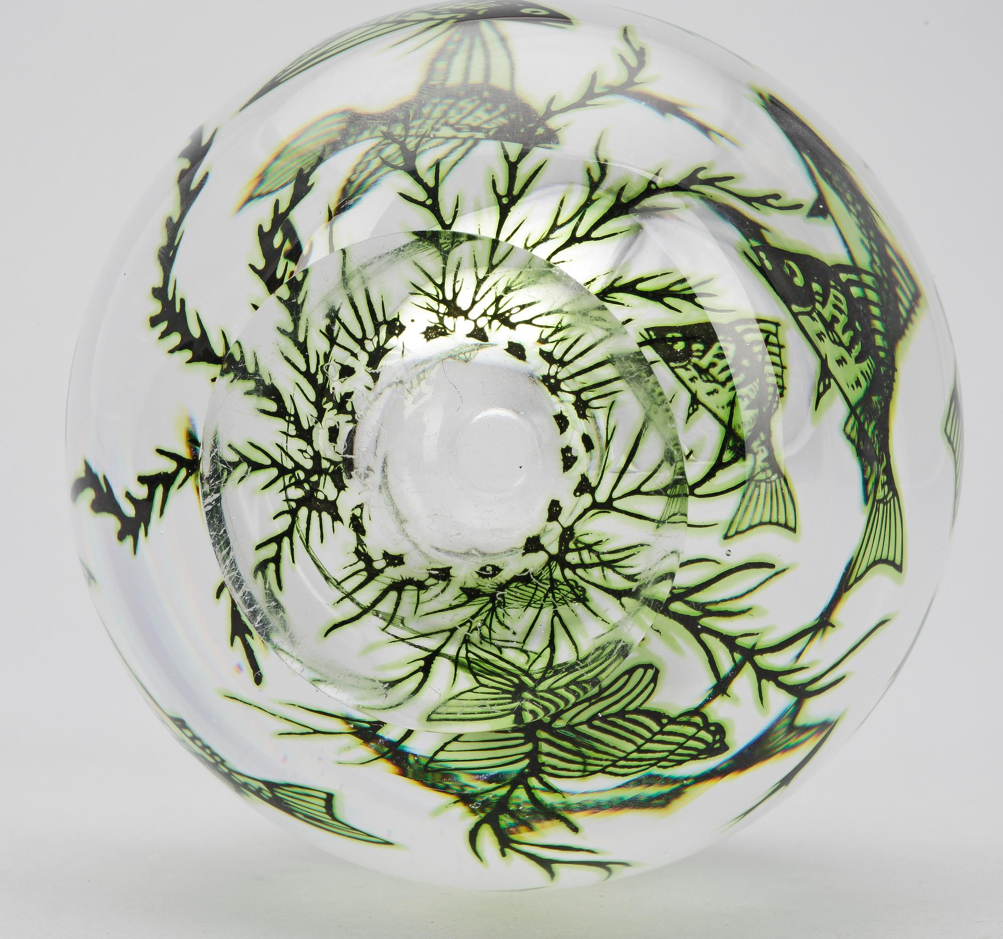 VAS, glas, fiskgraal, Edvard Hald, Orrefors, sign.