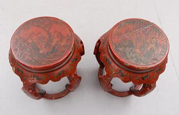 PIEDESTALER, 1 par, ostindiska, 1800-/1900-tal.