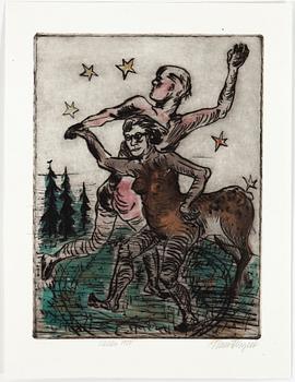 HANS WIGERT, Watercolour on drypoint etching signed Hans Wigert and dated 1977.