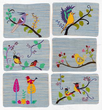 Six cushion covers, hand-embroidered Kelim, c. 40 x 60 cm.