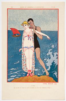 George Barbier, mapp med originalteckning och planscher, "Modes et Manières d'Aujourd'Hui (3e Année)", Frankrike, 1914.