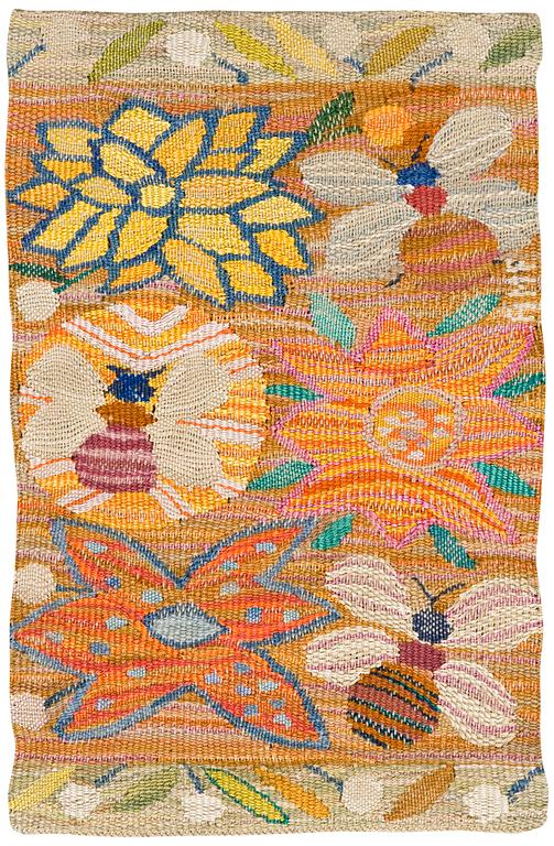 VÄVNAD. "Bilöpare 1". Gobelängvariant. 30,5 x 45,5 cm. Signerad AMF (Ann-Mari Forsberg, född Lindbom, för MMF AB).