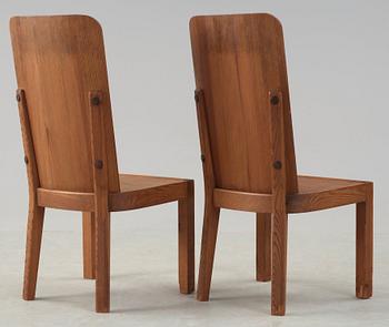 A pair of Axel Einar Hjorth stained pine chairs, 'Lovö', Nordiska Kompaniet, 1930's.