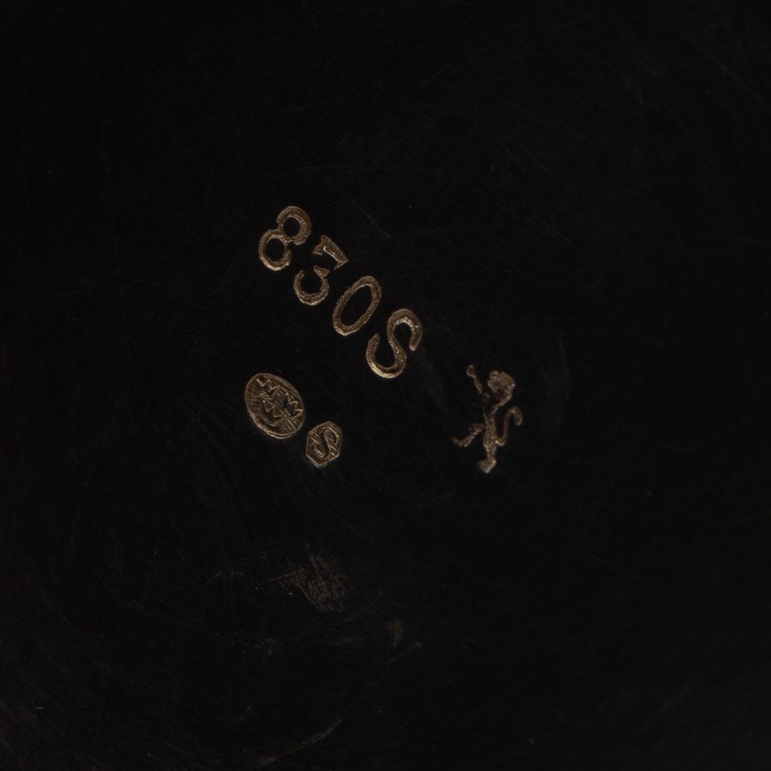 A Norwegian silver mocha pot, creamer and sugar bowl,  Norsk Filigfransfabrikk, Oslo, around 1920.