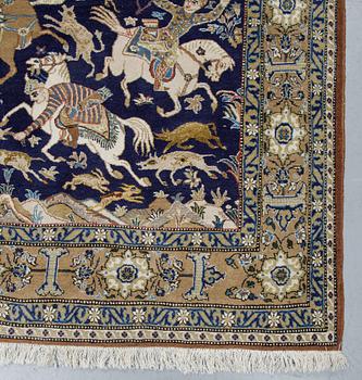 Matto, Old Qum, part silk, ca 207 x 140 cm.