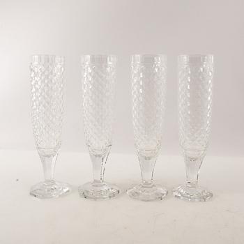 Orrefors, champagne glasses, 8 pcs, 20th century.