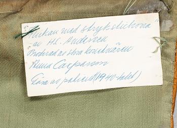 Anna Casparsson, an embroidery, "Flickan med strykstickorna av H.C. Andersen", ca 30,5 x 30,5-31,5 cm.