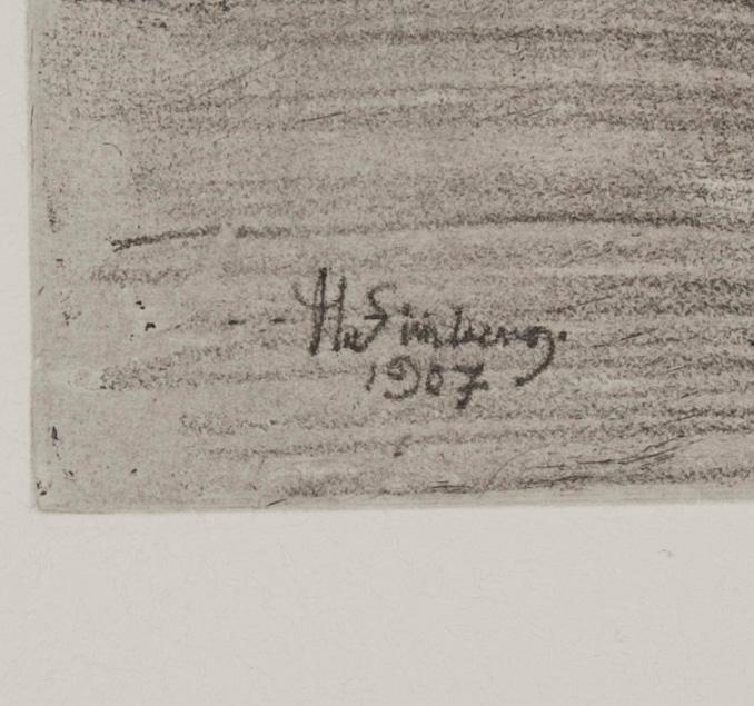 HUGO SIMBERG, etsningar, 2 st, den ena signerad och daterad 1907 i plåten.