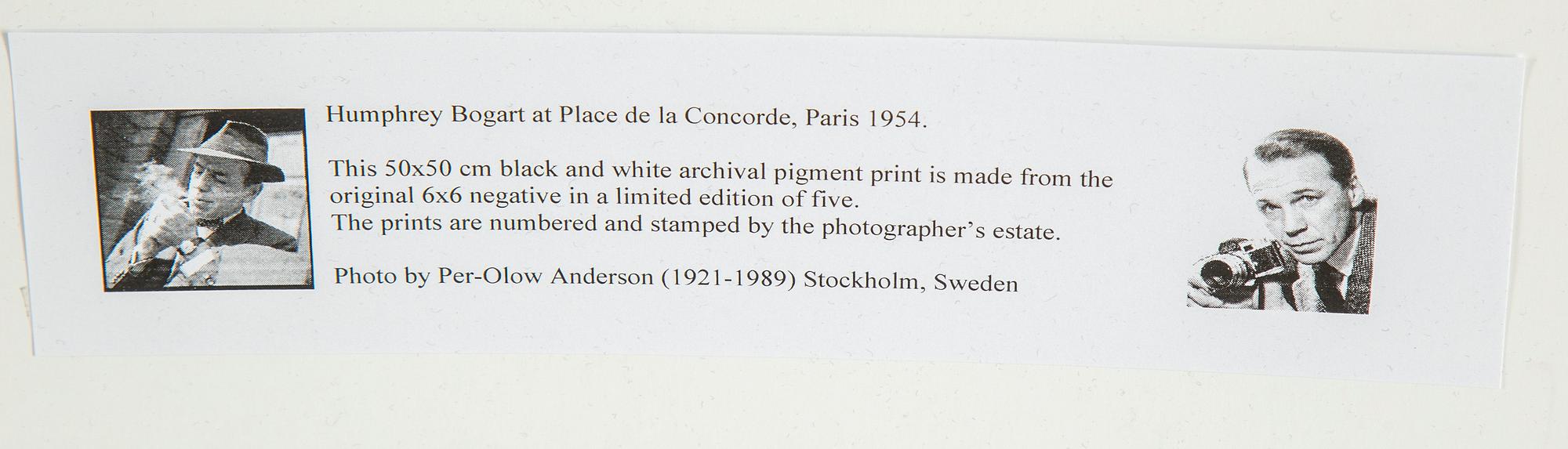 PER-OLOW ANDERSON, a photograph of Humphrey Bogart numbered 2/5 on verso.