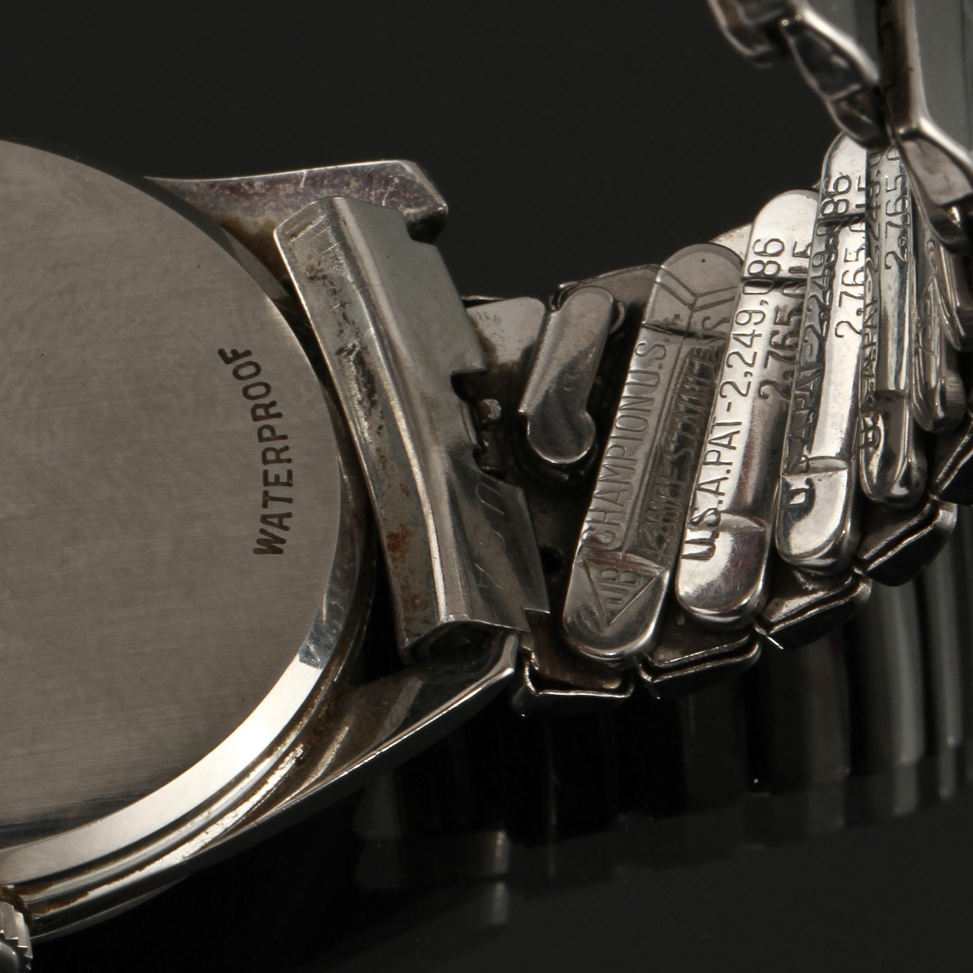 ARMBANDSUR, herr, stål, "seamaster", Omega, omkring 1900-talets mitt.