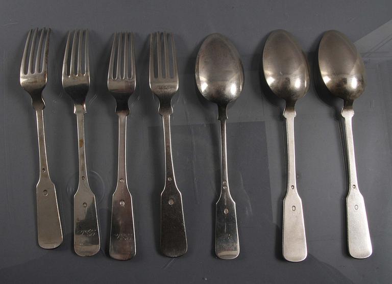 PARTI BESTICK, 7 delar, silver, Danmark.