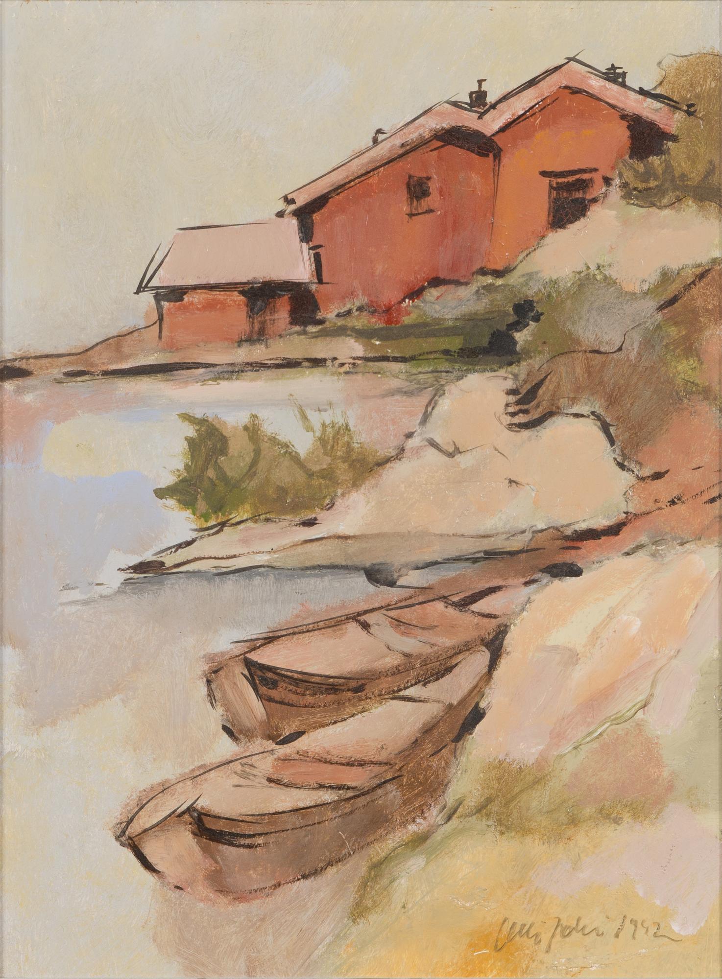 Olli Joki, oil on board, signed and dated -92.