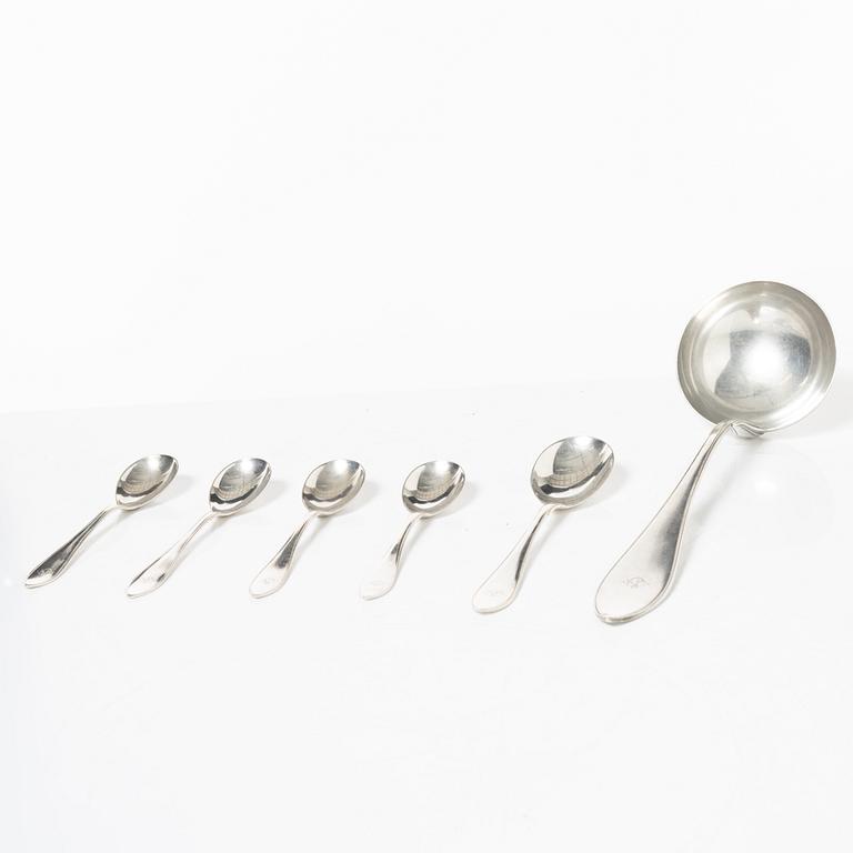 Cutlery, 6 pcs, silver, model 'Svensk spetsig', including K Anderson, Stockholm 1918.