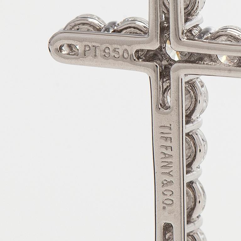 Tiffany & Co, a platinum cross pendant necklace with brilliant-cut diamonds.