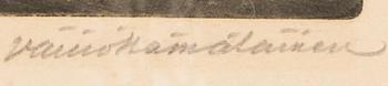 VÄINÖ HÄMÄLÄINEN, etsaus, lyijykynäsigneeraus ja laattasigneeraus, merkitty maaliskuu 1924.