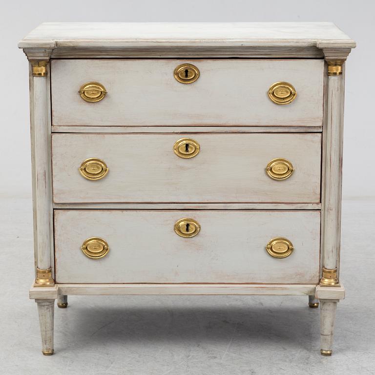 A mid 19th century painted chest of drawers.