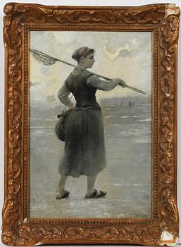 AUGUST HAGBORG, olja på pannå, sign.