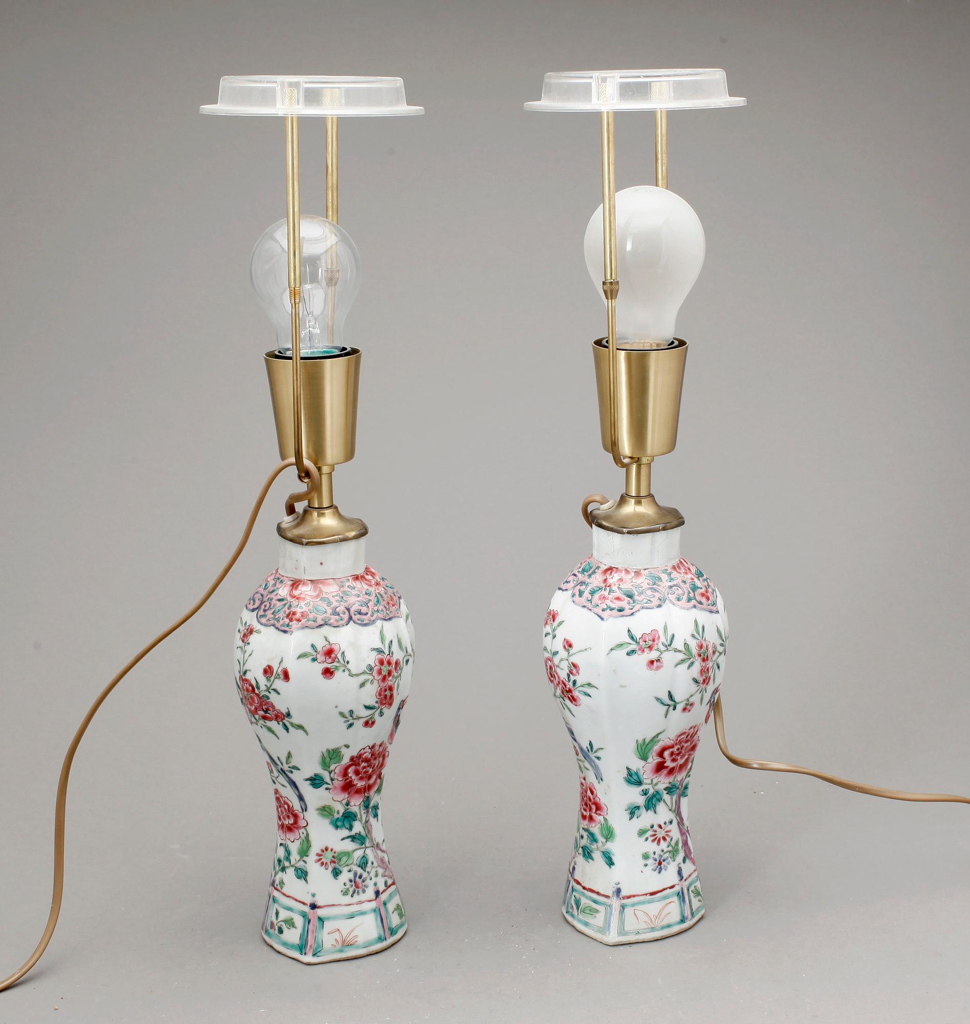 BORDSLAMPOR, ett par. Qing dynastin, Qianlong (1736-95).
