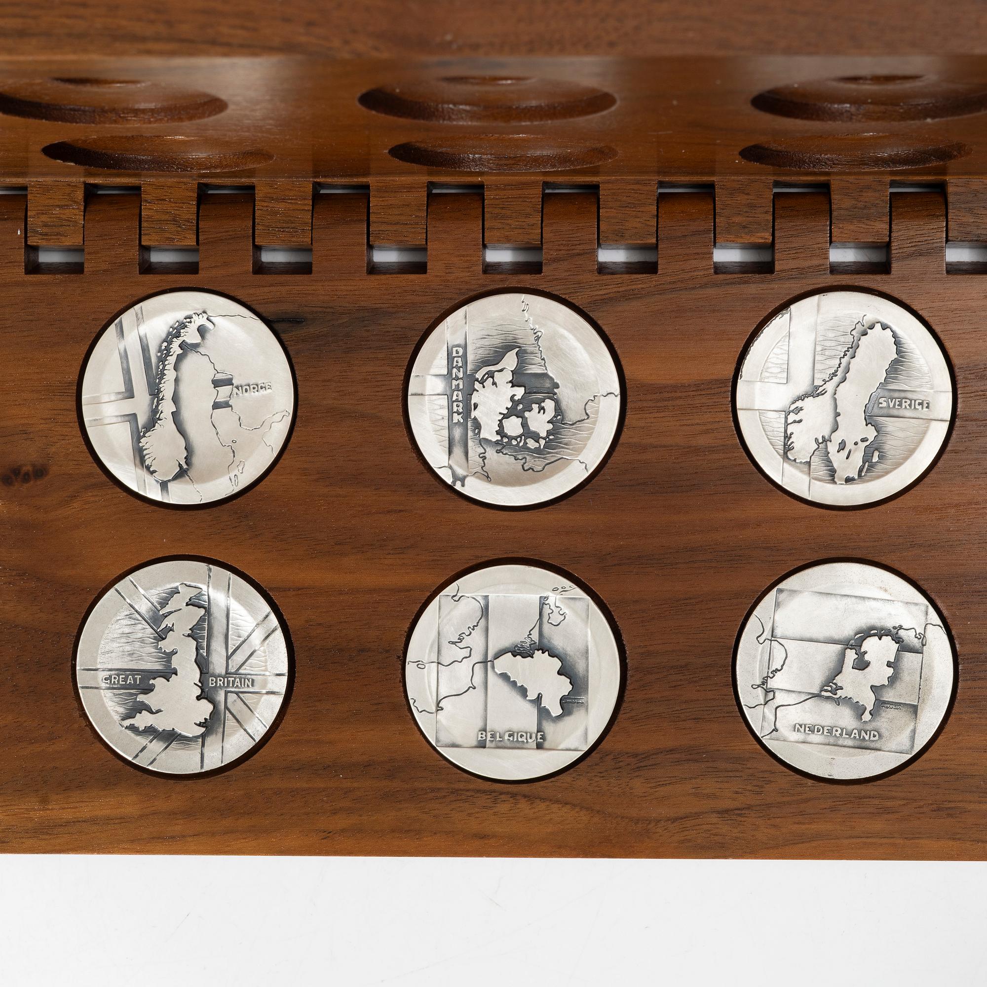 Minnesmedaljer, 6 st, sterlingsilver, Sporrong AB, Norrtälje 1977.