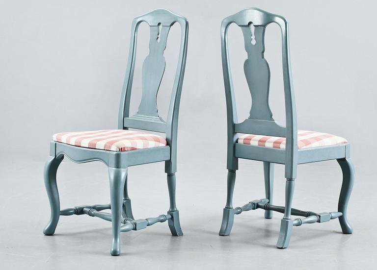 MATSALSGRUPP, 7 delar,  Rokokostil, K A Roos möbler och Inredningar AB, Kulla Gunnarstorp.  Sekelskifte 1900/2000.