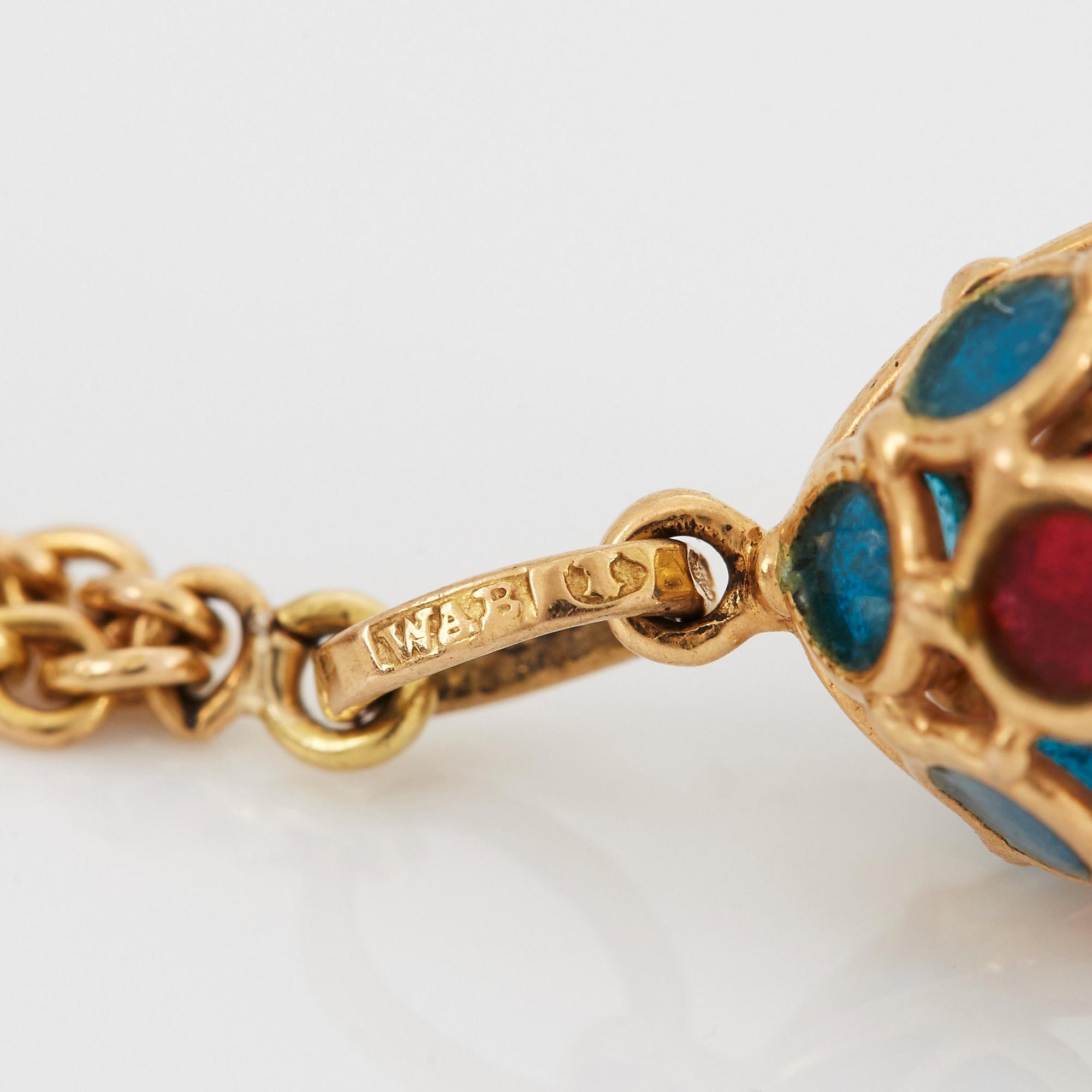 Fabergé, m fl, halskedja med 11 påskägg, guld, emalj, diamanter mm, olika verkmästare, varav 8 S:t Petersburg.