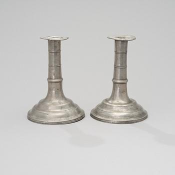 A PAIR OF PEWTER CANDLESTICKS, Johan Gustaf Almqvist, Turku, 1820 and 1823.