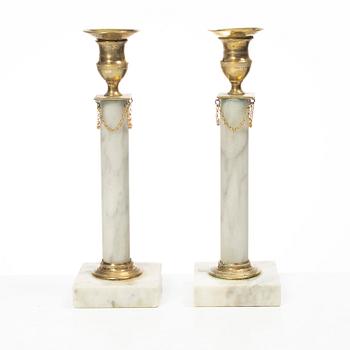 A pair of candelabra, late Gustavian, circa 1800.