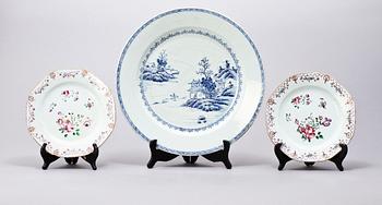 FAT samt TALLRIKAR, 2 st, porslin Kina, 1800/1900-tal.