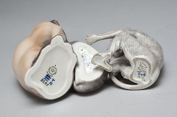 FIGURINER, 3 st, porslin, Royal Copenhagen och Bing & Gröndahl.