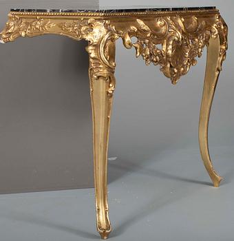 SPEGEL SAMT KONSOL, trä och marmor, rokokostil, 1900-talets senare hälft.