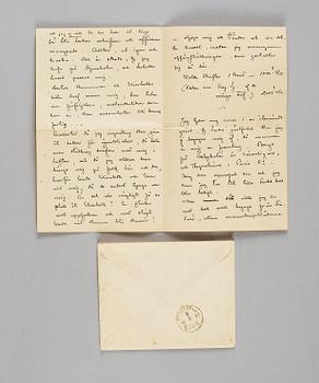 August Strindberg, letter, written by hand and signed at Djursholm September 9 1891.