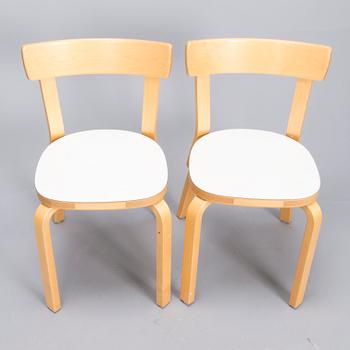 ALVAR AALTO, STOLAR, 6 st, modell 69, Artek. Formgiven år 1935.