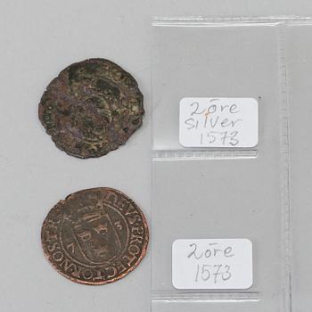 SAMLING MYNT, 40 stycken, Sverige, 15-1700-tal.