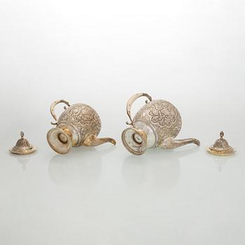 A 5-piece Persian tea service, first half of the 20th century.
