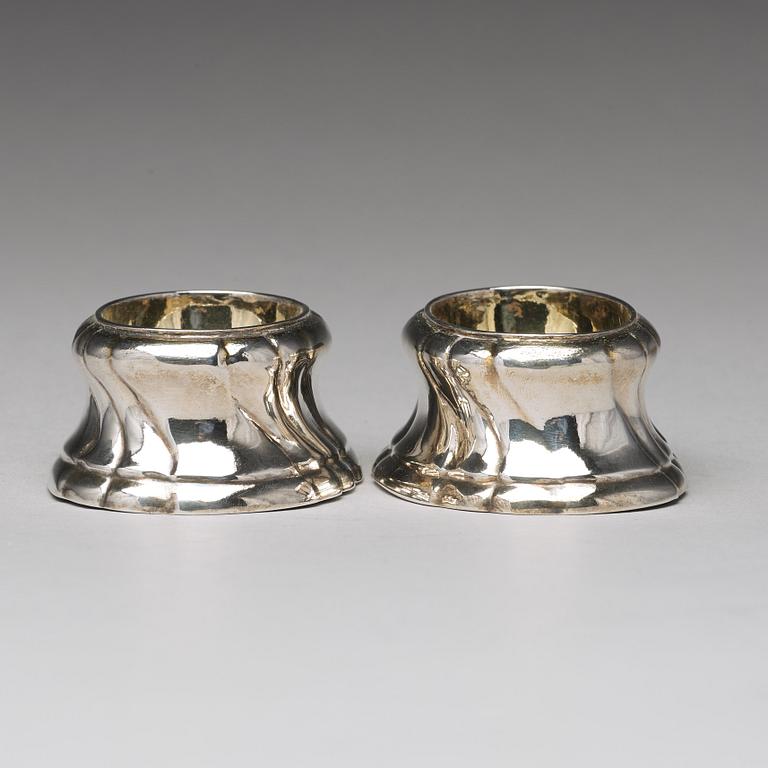 A pair of Swedish 18th century parcel-gilt silver salt-cellars, mark of Johan Leffler, Falun 1770.