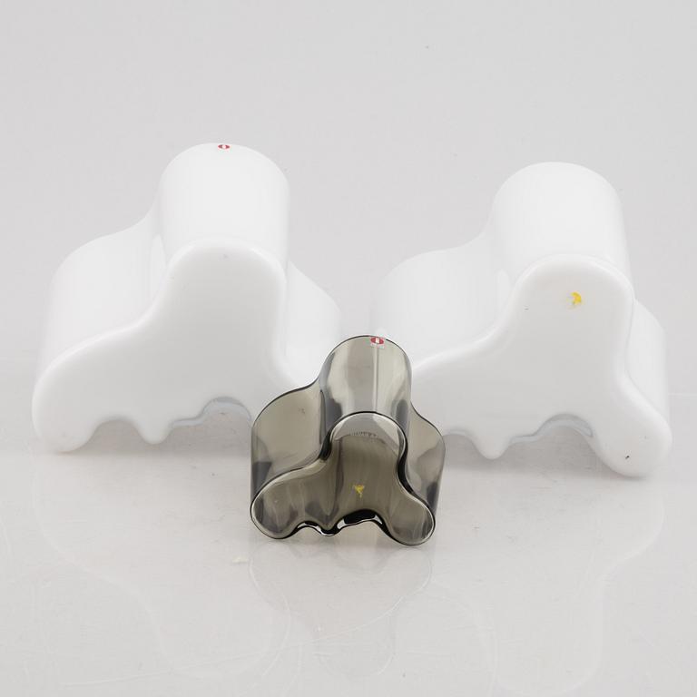 Alvar Aalto, three 'Savoy' glass, vases, Iittala, Finland.