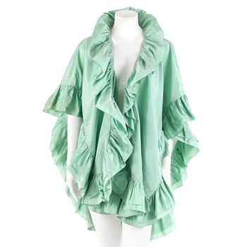 CHRISTIAN DIOR, a green silk shawl/cape.