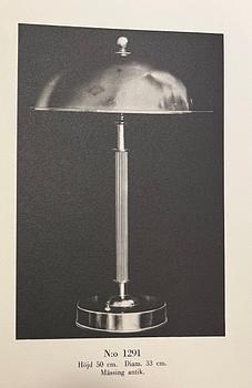 Einar Bäckströms Metallvarufabrik, a table lamp model 1291, Malmö, 1930s.