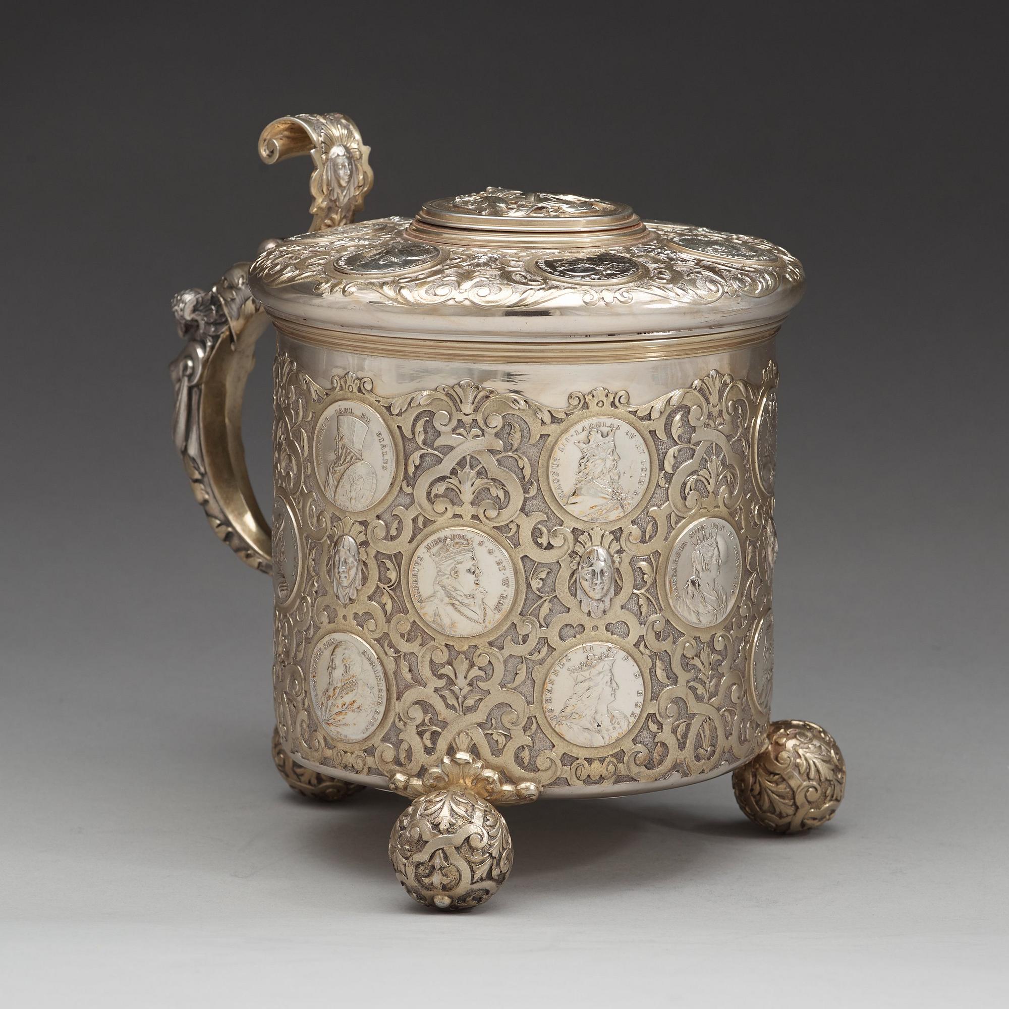 GUSTAF MÖLLENBORG, Stockholm 1892, dryckeskanna, silver, barock-stil.