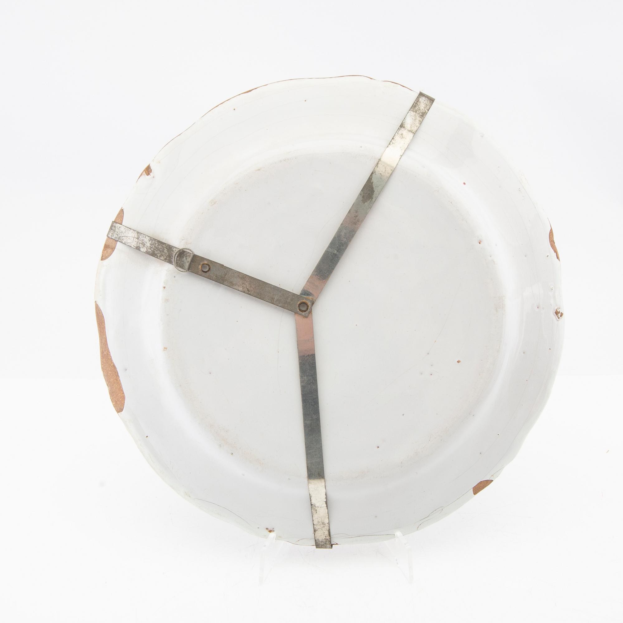Plates 10+1 pcs, faience France 18th/19th century, likely Alsace.