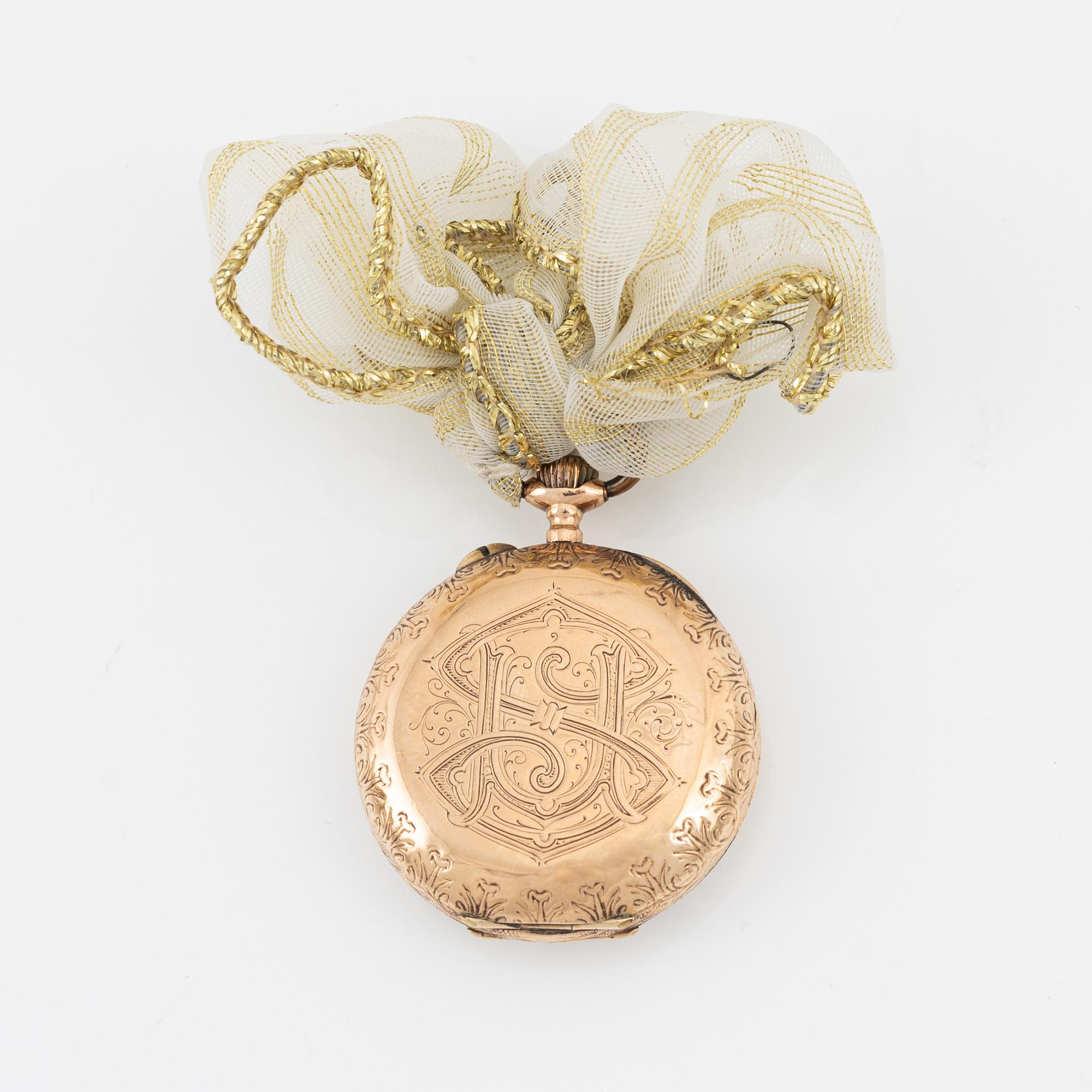 Watch stand and pocket watch, 19th Century.