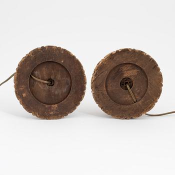 Lampfötter, ett par, förgyllt skultperat trä. Paoletti, Italien, Florens, 1900-tal.