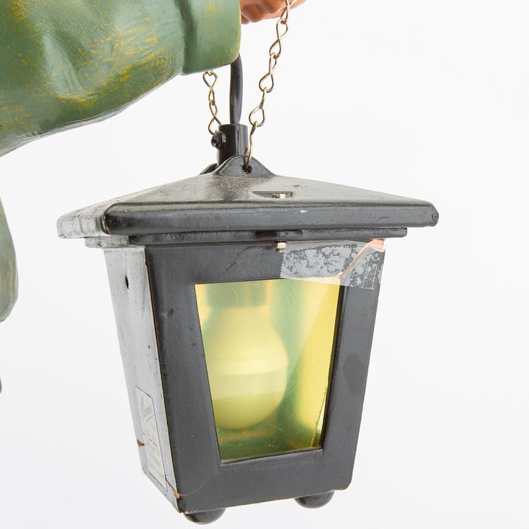 Gnome with lantern Heissner Germany second half of the 20th century painted terracotta.