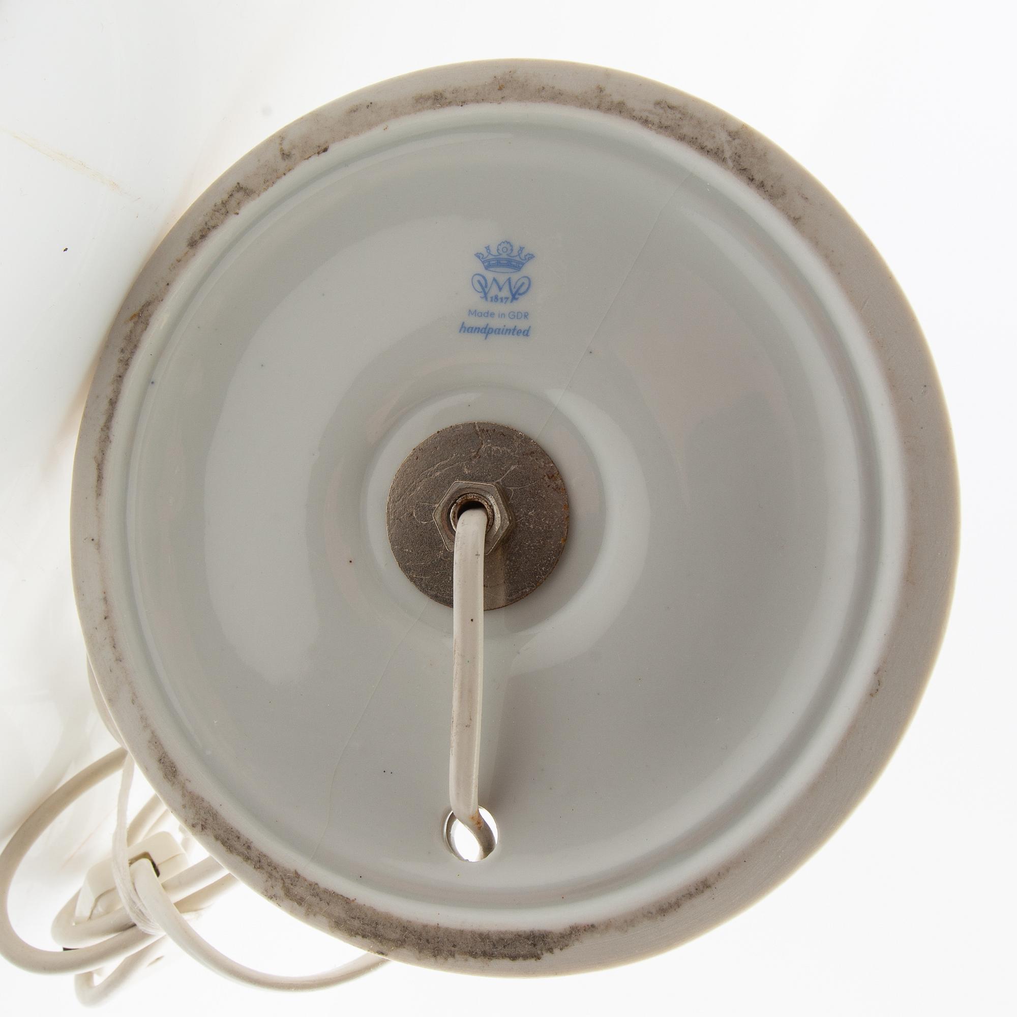 Table lamp Plaue Germany first half/mid 20th century porcelain.