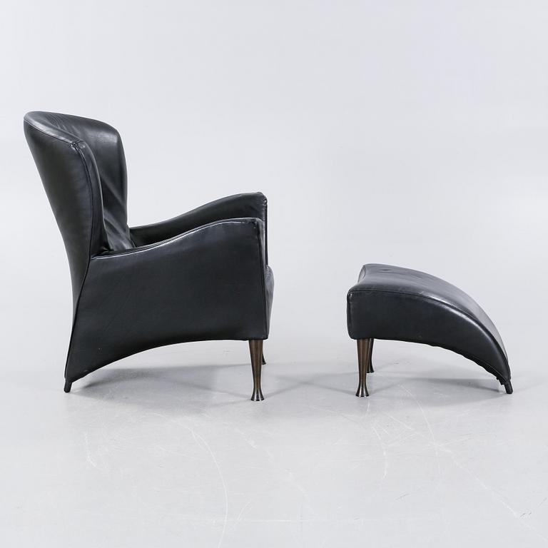 A lounge chair with foot stool by Gijs Papavoine for Montis, model "Castor", late 20th century.