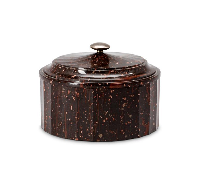 A Swedish Empire 19th Century porphyry butter box.